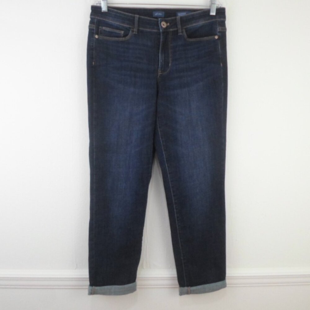 J Jill Denim Dark Wash Blue Mid Rise Boyfriend Straight Cuff Ankle Jeans